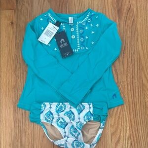 Cabana Life Teal Rash Guard Set NWT